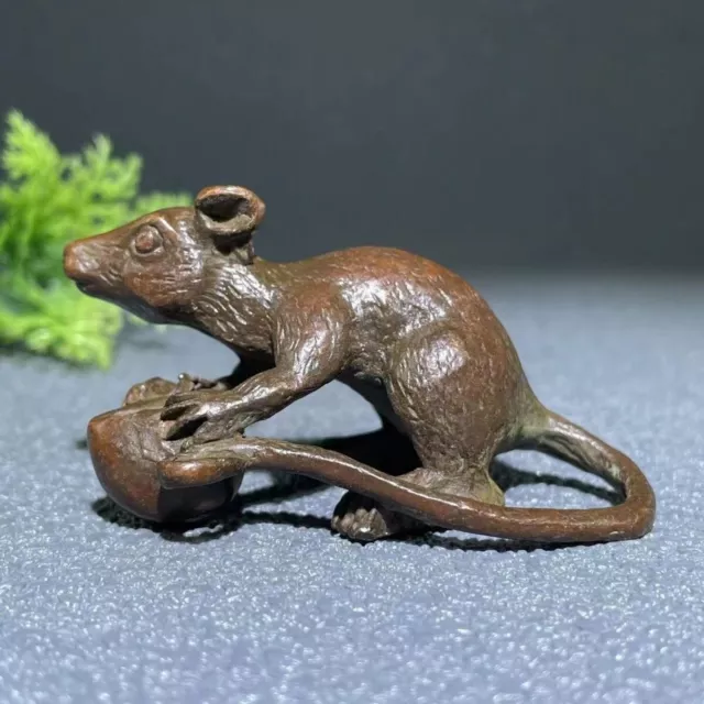 fortune bronze handmade mouse Figure statue netsuke collectable table decoration