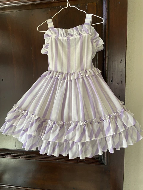 Girl's Vintage Lilo of California Ruffled White& Purple Pageant Dress Sz 5 USA