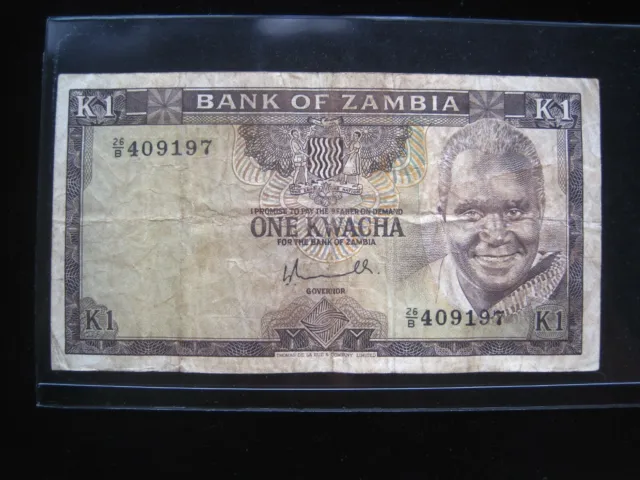 Zambia 1 Kwacha 1976 P19 President Kaunda 9197# World Currency Banknote Money
