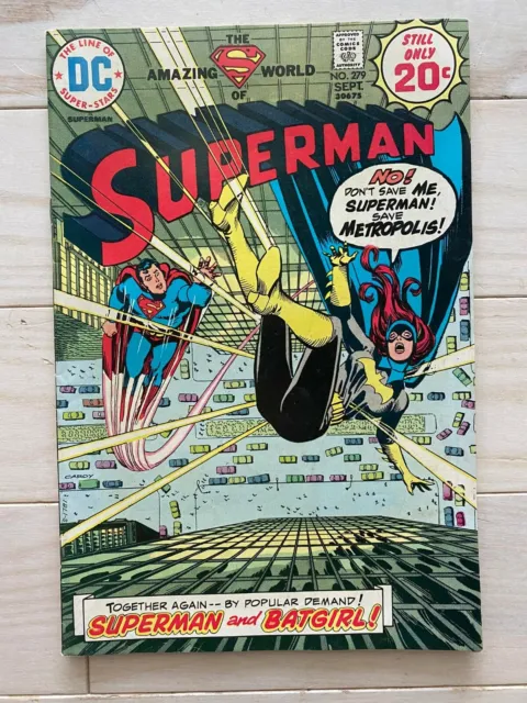 Superman #279 DC Pub 1974 the Menace of the Energy-Savers! Batgirl/Batman X-Over