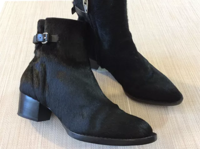 Alexander Wang Women’s Black Calf Hair Ankle Boots Small Block Heels Size 36