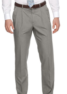 CROFT & BARROW Mens Med Gray Classic-Fit Pleated Stretch Khaki Pants Size 32x32