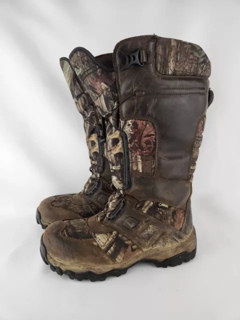 Cabelas Camo Leather Tall Gore-Tex Hunting Snake Brush Boots Men's Size 9