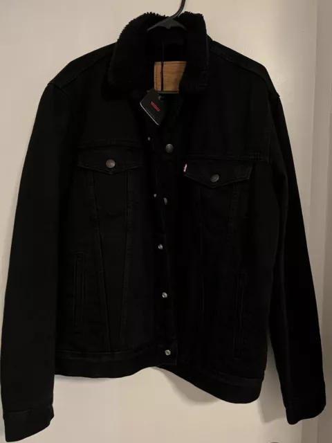 Levi’s Mens Black Denim Sherpa Jacket- Size M- New With Tags