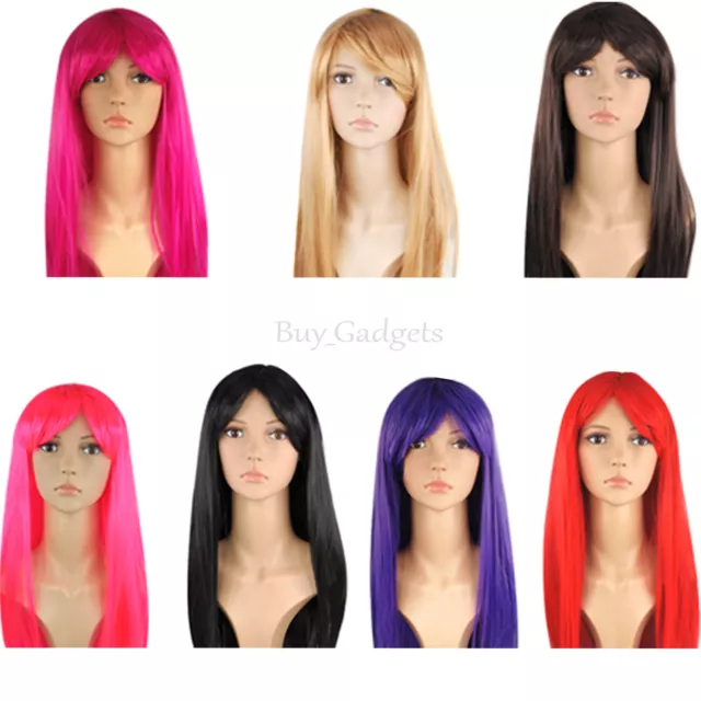 Womens 18” Full Long Fancy Dress Wigs Straight Cosplay Costume Ladies Wig Party