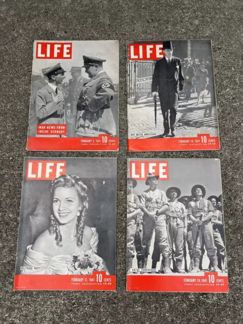 Life Magazine 1941 Full Month February Lot Complete Feb 3 10 17 24 Ww2 Ww Ii Era