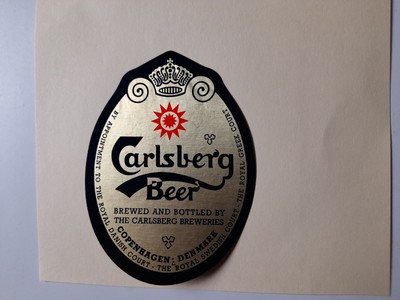 Etichetta Birra Originale 1965 Carlsberg Beer Copenhagen Denmark 