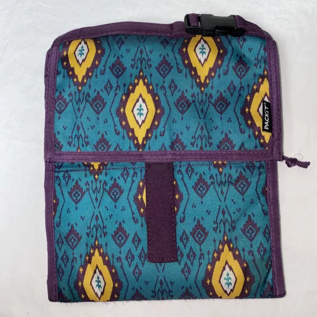 PackIt Freezable Lunch Bag Built In Ice Packs Foldable Roll Up  tribal print