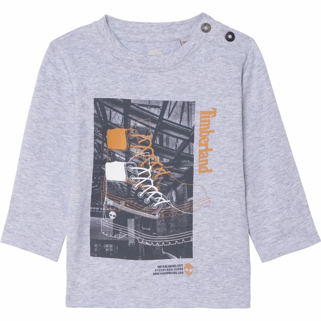 TIMBERLAND T-shirt grigia neonato bambino scarponi cotone bio 6 mesi