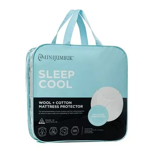 MINIJUMBUK SLEEP COOL 100% Australian Made Wool MATTRESS PROTECTOR ALL SIZES