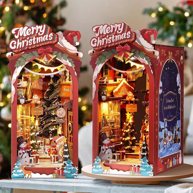 ROLIFE CHRISTMAS BOOK Nook Kit Book Shelf Insert Decor DIY Mini