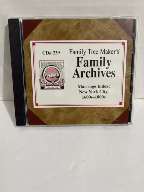 Family Tree Maker's Archives Marriage Index New York City 1600-1800s CD ROM