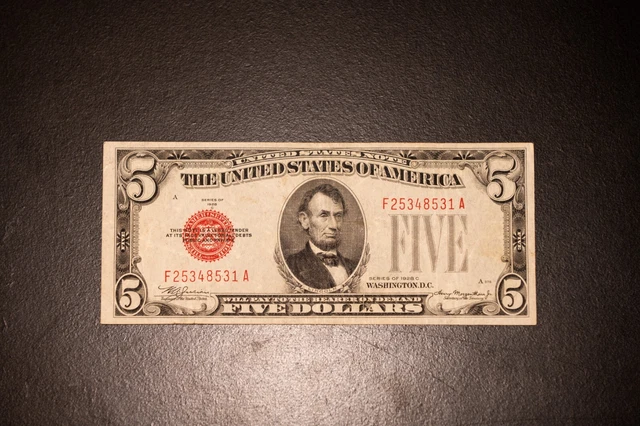 1928 C  $5 Five Dollar United States  Banknote  Red Seal 