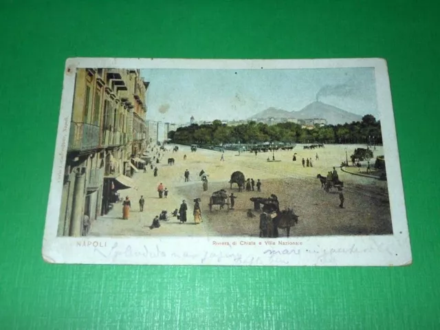 Cartolina Napoli - Riviera di Chiaia e Villa Nazionale 1900 ca