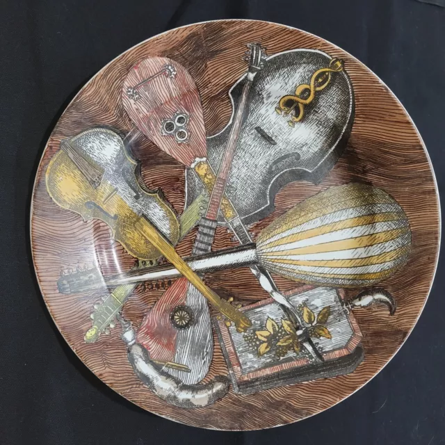 Vintage 1950's Piero Fornasetti Strumenti Musicali Hand Painted Plate Vintage 1950's Piero Fornasetti Strumenti Musicali Hand Painted Plate