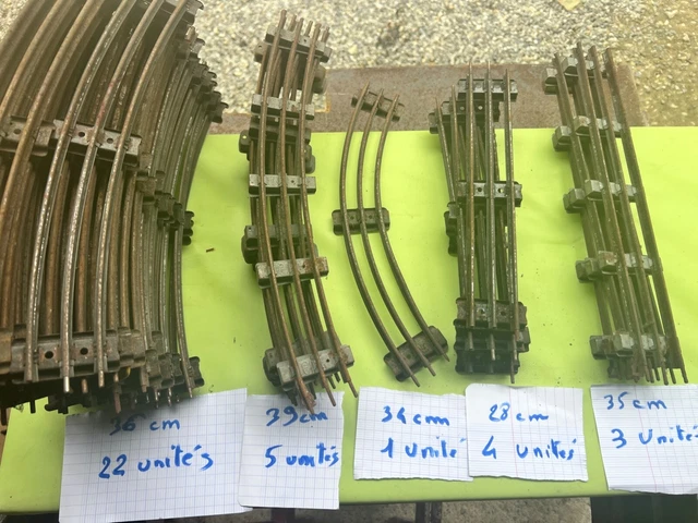 ANCIEN JOUET LOT de 16 Grande Rails Hornby Meccano Made in France avec