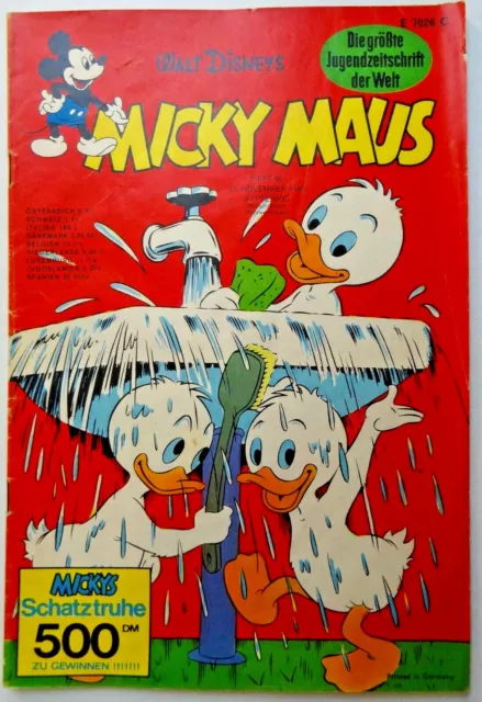 Micky Maus Heft Nr. 46 aus 1969, Zustand 1-2, mit Einklappseiten und Sammelbild