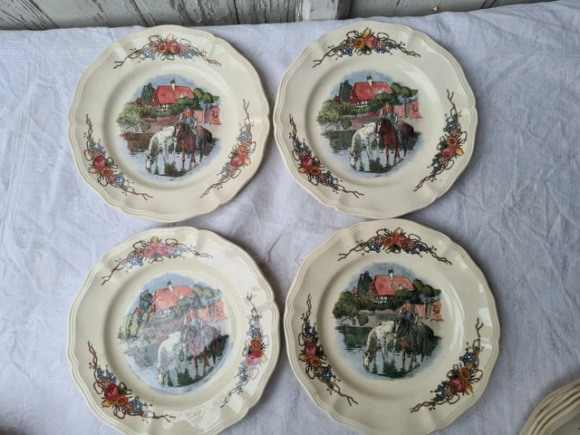 10 assiettes à dessert anciennes,  Sarreguemines Obernai , diam. 21 cm
