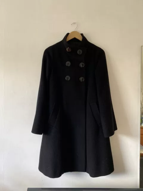 Japanese Black Wool Coat sz 8-10 Anime/Retro/Hepburn