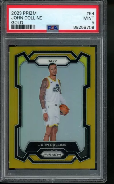 JOHN COLLINS 2023-24 Panini Prizm Gold Prizm /10 #54 SSP Jazz PSA 9