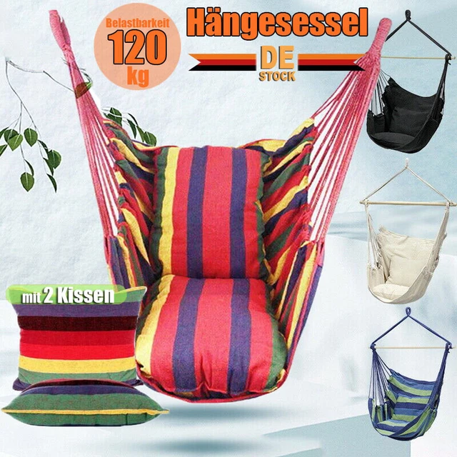 Hängesessel Hängestuhlgestell Hängeschaukel Hängekorb Hängematte & 2 Kissen DHL
