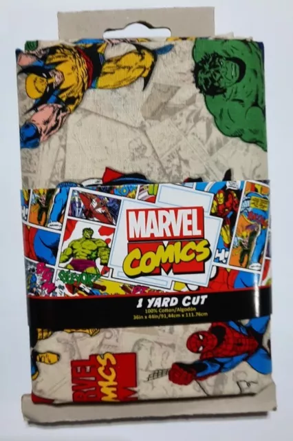 MARVEL COMICS 1 YARD CUT COTTON FABRIC 36”x44” HULK SPIDER-MAN CAPTAIN AMERICA MARVEL COMICS 1 YARD CUT COTTON FABRIC 36”x44” HULK SPIDER-MAN CAPTAIN AMERICA