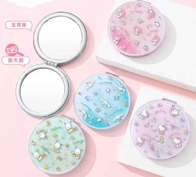 Sanrio Hello Kitty My Melody Cinnamoroll Pochocco Double Side Portable Mirror