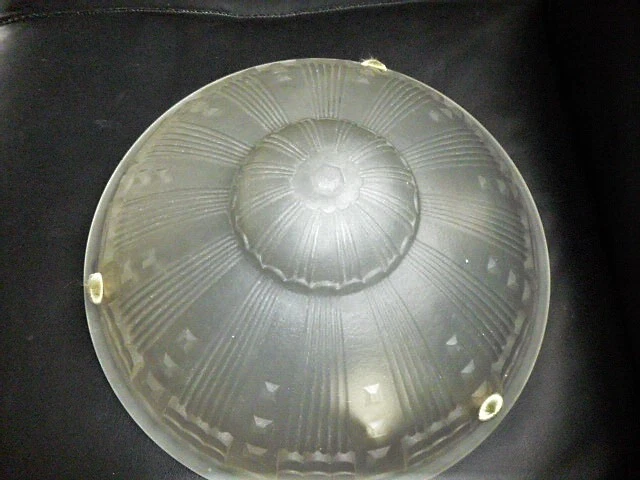 3 Globe Verre Art Deco - Verre Givre , Presse - Vintage