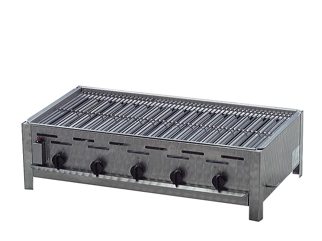 Gastrobräter 98 x 53 x 27 cm Gasgrill Edelstahl 5 flammig mit Rost, Partygrill