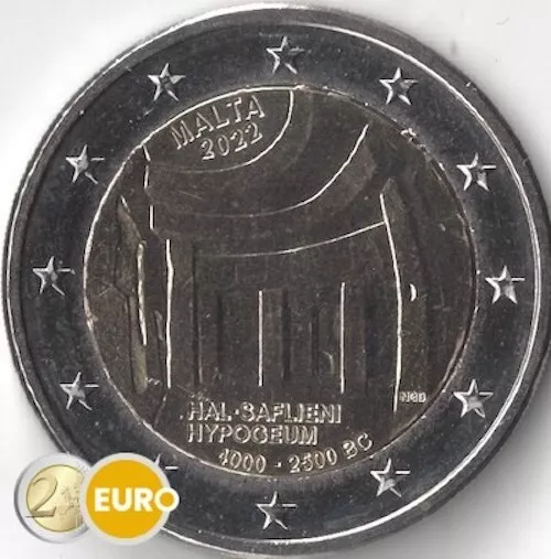 2 euros commémorative Malte 2022 Hypogée de Hal Saflieni UNC sortie du rouleau