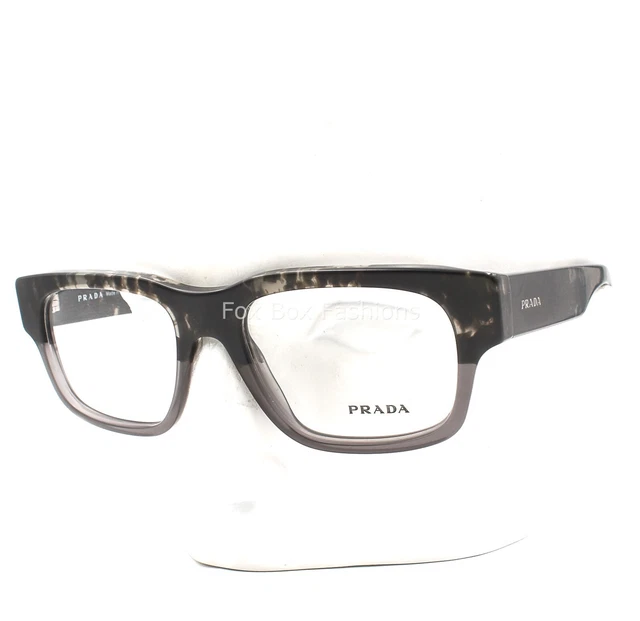Prada VPR 19Q RO3-1O1 Eyeglasses Frames Glasses Matte Black Gray Mix 53mm w/case Prada VPR 19Q RO3-1O1 Eyeglasses Frames Glasses Matte Black Gray Mix 53mm w/case