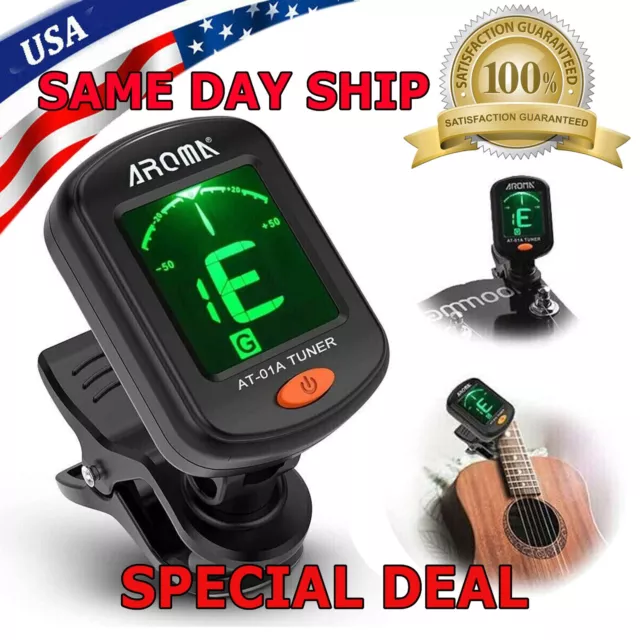 LCD Clip on Chromatic Acoustic Electric Guitar Bass Ukulele Banjo Violin Tuner