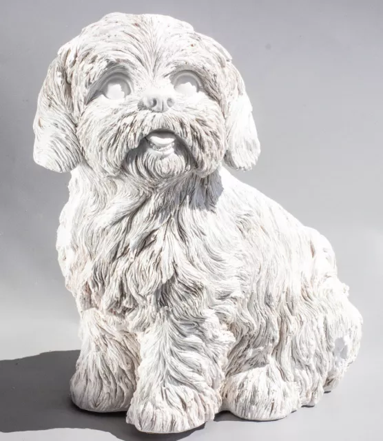 Unpainted Lhasa Apso Sculpture Pet Loss Memorial Outdoor Garden Yard Decorations