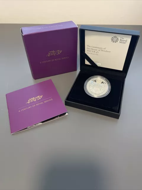 Centenary Of The House Of Windsor £5 Silver Proof Coin Box 2017 Royal Mint UK