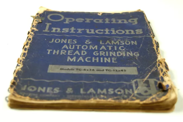 Jones & Lamson Grinding Machine Operating Instructions  (W-4-Box 9-41-Rct)