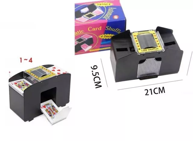 Relaxdays 2x mélangeur de cartes électrique - 4 jeux - mélangeur de cartes  - mélangeur
