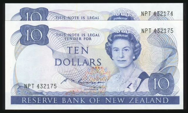 New Zealand - $10 - Russell - Consecutive Pair - NPT432174 - NPT432175 - Unc