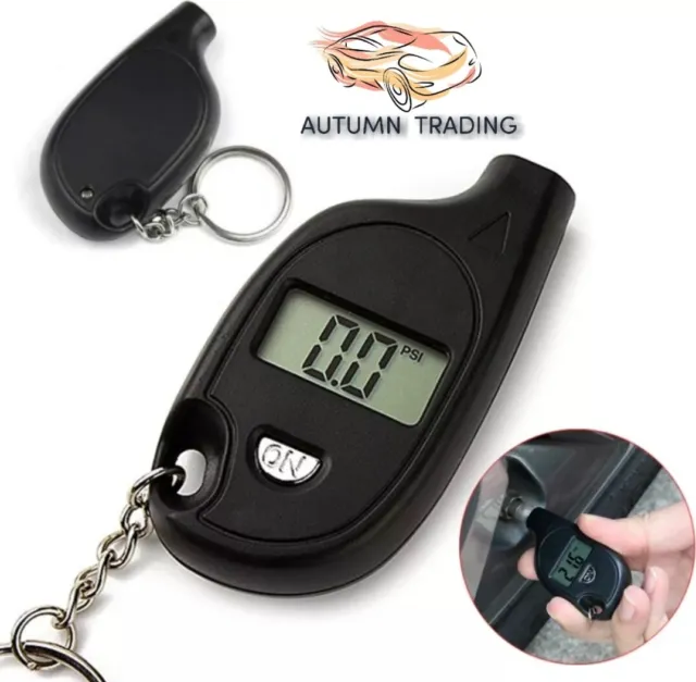 Black Keyring PSI Bar Digital Tyre Pressure Gauge Car, Van, Motorbike cycle