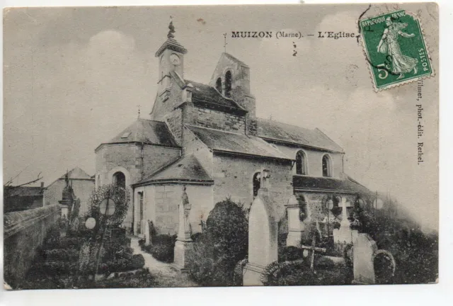 MUIZON - Marne - CPA 51 - l' église et le Cimetiere