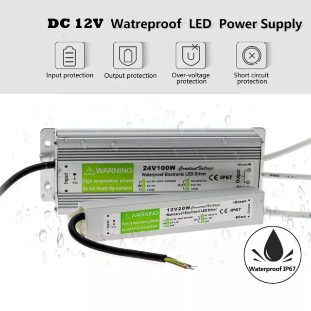 Transformateur d'alimentation DC12V/24V LED Driver ?tanche IP67 240V pour bande