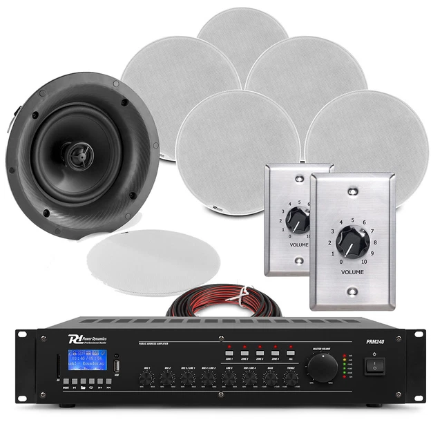 2 ZONE CEILING Speaker System Multi Room Background Music Bluetooth 6x