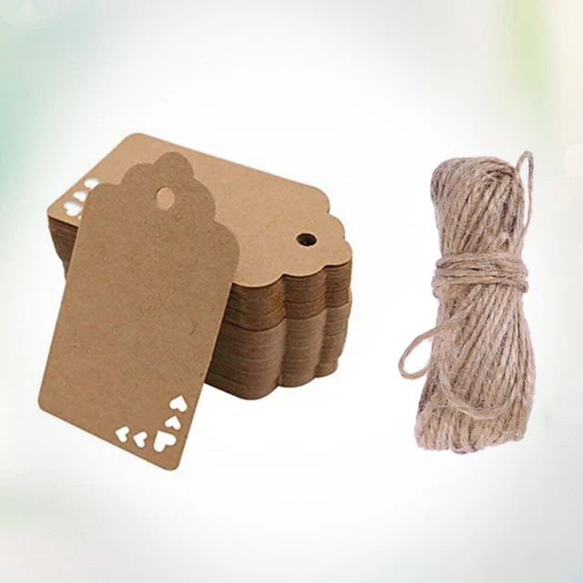 Lot De 120 étiquettes Cadeau En Papier Kraft Avec Ficelle De Jute Naturelle De 30 M Pour Noël, Vacances, Mariage, Artisanat