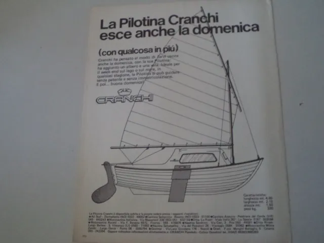 advertising Pubblicità 1974 CRANCHI PILOTINA