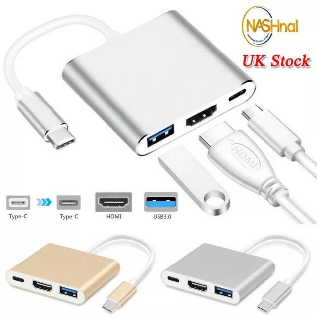 Tipo C A Usb-C 3 in1 4K HDMI USB 3.0 Hub Cable Adaptador para Macbook Samsung GB