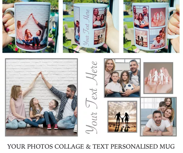 Personalised Photo Collage Mug Cup Custom Design Image Text Tea Coffee Gift