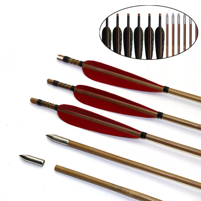 6/12Pack 32" Bamboo Arrows Archery Hunting Pure Handmade for Recurve Bow Longbow