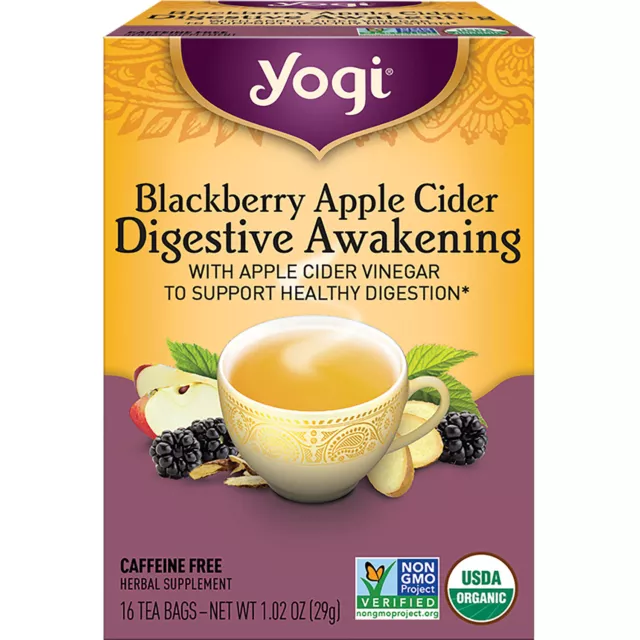 Yogi Tea Blackberry Apple Cider Digestive Awakening (4 Pack) 64 Organic Tea Bags