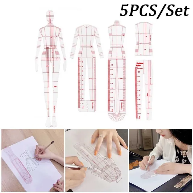 Fashion Illustration Sew Rulers Figure Design Template Tailoring Tools Plastic