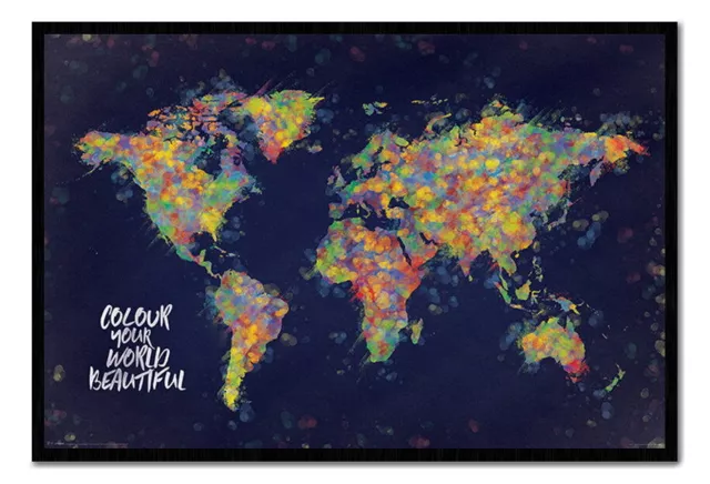 88951 Colour Your World Beautiful Map Wall Print Poster AU