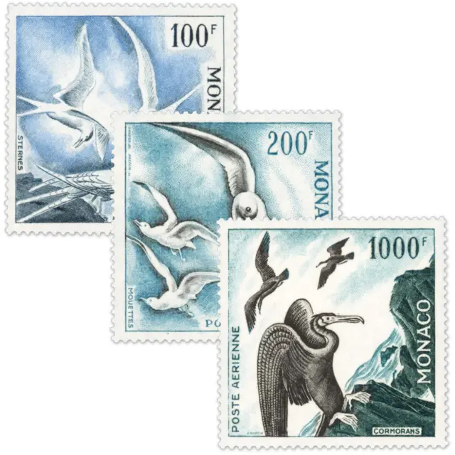 Monaco Poste Aérienne N° 66 A 68 Oiseaux De Mer Timbres Neufs** Cote 655 Euros